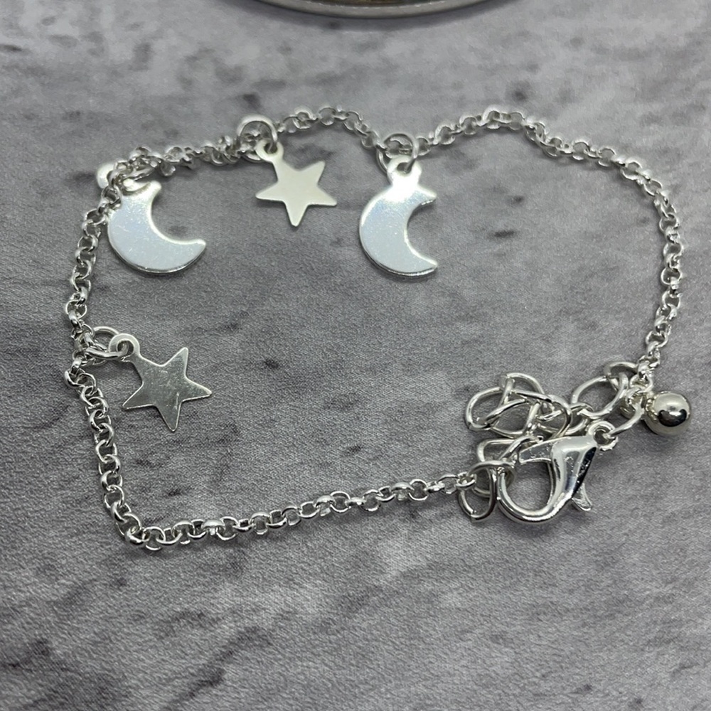 Silver Moon And Star Four Piece Bracelet Set - Picture 4 of 12